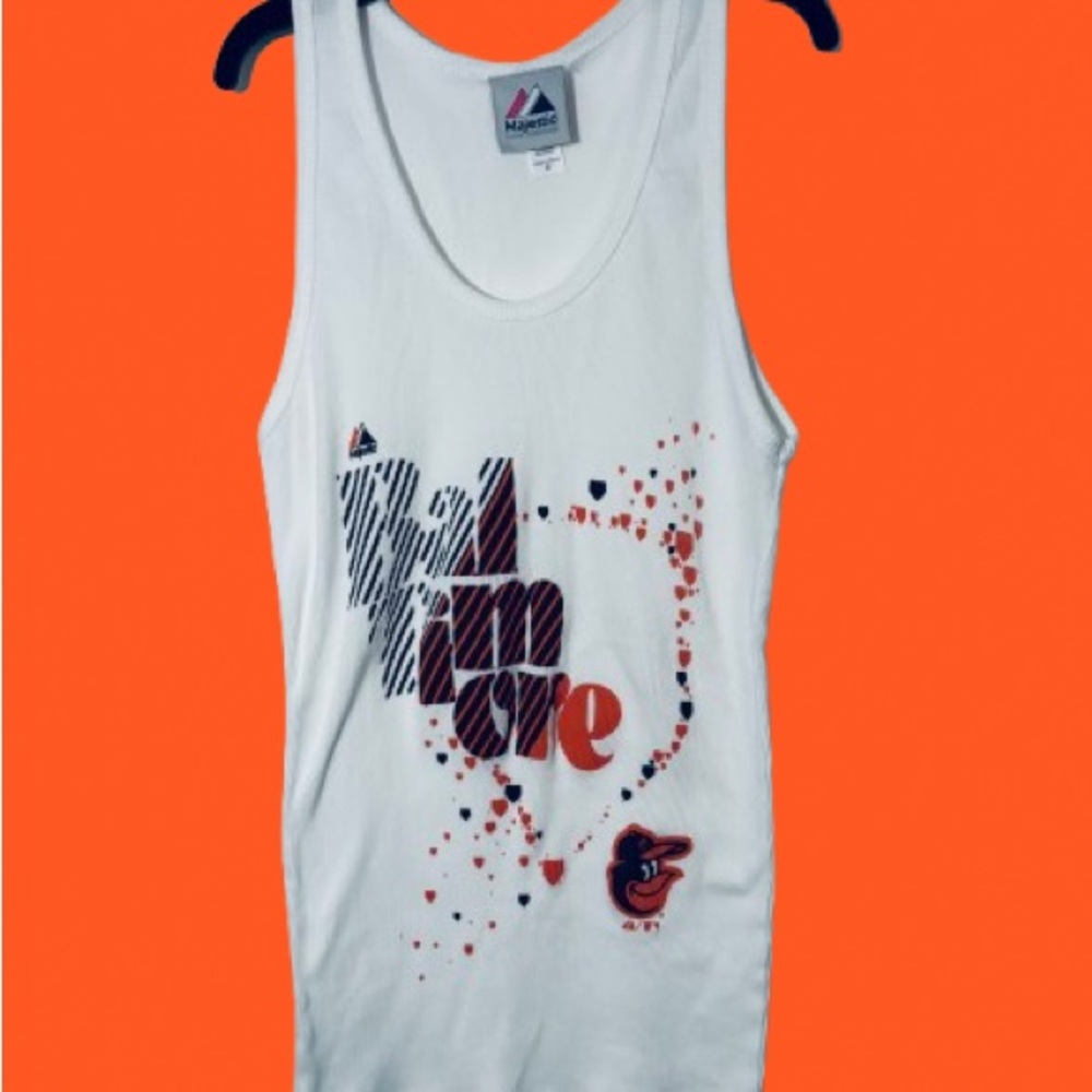 Majestic White Baltimore Orioles Graphic Tank